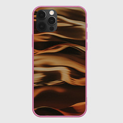 Чехол для iPhone 12 Pro Тёмно-золотые нановолны, цвет: 3D-малиновый