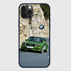 Чехол для iPhone 12 Pro Зелёная бэха на горной дороге, цвет: 3D-черный