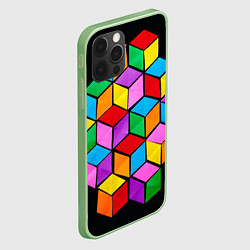 Чехол для iPhone 12 Pro Кубы в оптической иллюзии, цвет: 3D-салатовый — фото 2