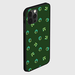 Чехол для iPhone 12 Pro Minecraft - зеленые лица, цвет: 3D-черный — фото 2