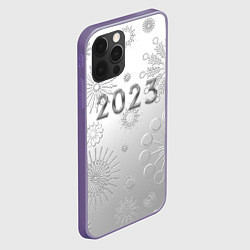 Чехол для iPhone 12 Pro Новый год 2023 в снежинках, цвет: 3D-серый — фото 2