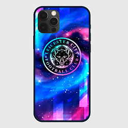 Чехол для iPhone 12 Pro Leicester City неоновый космос, цвет: 3D-черный