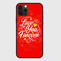 Чехол для iPhone 12 Pro Love you forever - hearts, patterns, цвет: 3D-черный