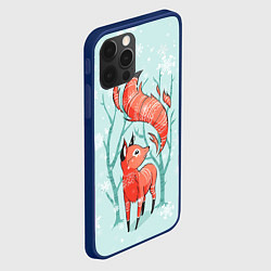 Чехол для iPhone 12 Pro Лисица в снежном лесу, цвет: 3D-тёмно-синий — фото 2