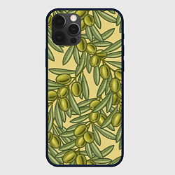 Чехол для iPhone 12 Pro Винтажные ветви оливок, цвет: 3D-черный