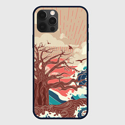Чехол для iPhone 12 Pro Большое дерево на острове в океане, цвет: 3D-черный