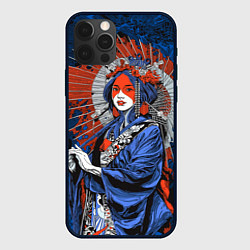 Чехол для iPhone 12 Pro Гейша с рваным зонтиком, цвет: 3D-черный