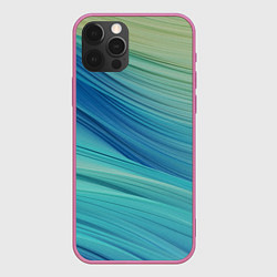 Чехол для iPhone 12 Pro Абстрактные синезелёные волны, цвет: 3D-малиновый