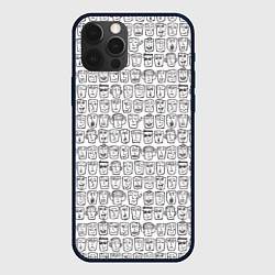 Чехол для iPhone 12 Pro Головы человечков скетч, цвет: 3D-черный