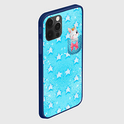 Чехол для iPhone 12 Pro Зайчик в кармане, цвет: 3D-тёмно-синий — фото 2
