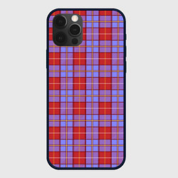 Чехол для iPhone 12 Pro Ткань Шотландка красно-синяя, цвет: 3D-черный