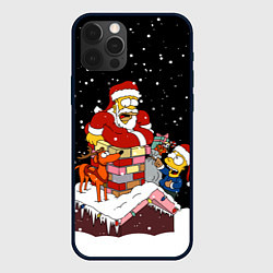 Чехол для iPhone 12 Pro Симпсоны новогодний, цвет: 3D-черный