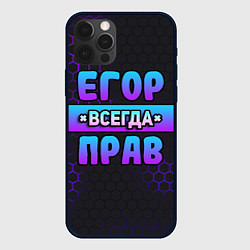 Чехол для iPhone 12 Pro Егор всегда прав - неоновые соты, цвет: 3D-черный