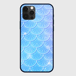 Чехол для iPhone 12 Pro Голубая чешуя русалки - паттерн, цвет: 3D-черный