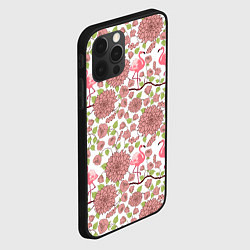 Чехол для iPhone 12 Pro Фламинго и лотосы, цвет: 3D-черный — фото 2