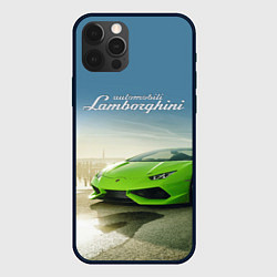Чехол для iPhone 12 Pro Ламборджини на берегу океана, цвет: 3D-черный
