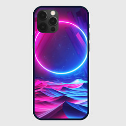 Чехол для iPhone 12 Pro Круг и разноцветные кристаллы - vaporwave, цвет: 3D-черный