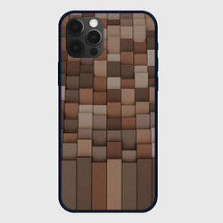 Чехол для iPhone 12 Pro Геометрические тёмные прямоугольники и кубы, цвет: 3D-черный