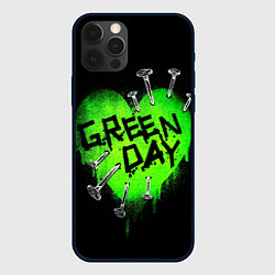 Чехол для iPhone 12 Pro Green day heart nails, цвет: 3D-черный