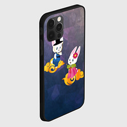 Чехол для iPhone 12 Pro Пара белых кроликов в ханбоках, цвет: 3D-черный — фото 2