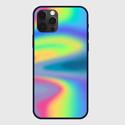 Чехол для iPhone 12 Pro Разноцветные абстрактные полосы под стеклом, цвет: 3D-черный