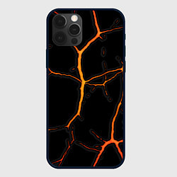 Чехол для iPhone 12 Pro Оранжевые трещины, цвет: 3D-черный