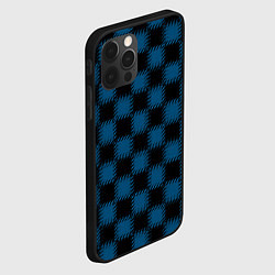 Чехол для iPhone 12 Pro Черно синий узор в клетку, цвет: 3D-черный — фото 2