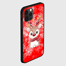 Чехол для iPhone 12 Pro Милый олень и белые снежинки, цвет: 3D-черный — фото 2