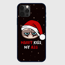 Чехол для iPhone 12 Pro Новогодний кот мем - грубиян, цвет: 3D-черный