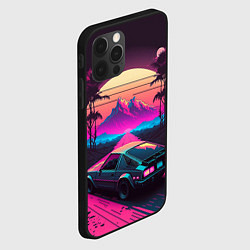 Чехол для iPhone 12 Pro Synthwave car and mountains, цвет: 3D-черный — фото 2
