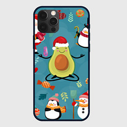 Чехол для iPhone 12 Pro Новогодний авокадо, цвет: 3D-черный