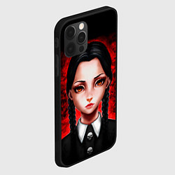 Чехол для iPhone 12 Pro Уэнсдэй на красном фоне, цвет: 3D-черный — фото 2