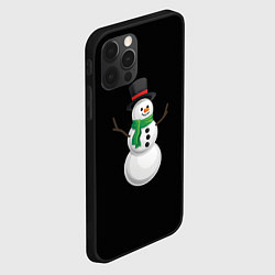 Чехол для iPhone 12 Pro Новогодний снеговик с шарфом, цвет: 3D-черный — фото 2