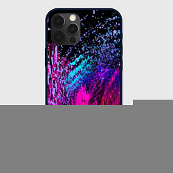 Чехол для iPhone 12 Pro Абстрактное множество розовых, фиолетовых и синих, цвет: 3D-черный