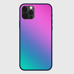 Чехол для iPhone 12 Pro Розовый с бирюзовым и синим градиент, цвет: 3D-черный
