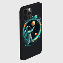 Чехол для iPhone 12 Pro Космонавт в космосе, цвет: 3D-черный — фото 2