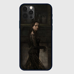 Чехол для iPhone 12 Pro Уэнсдэй у картины, цвет: 3D-черный
