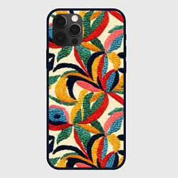 Чехол для iPhone 12 Pro Эффект вышивки, цвет: 3D-черный