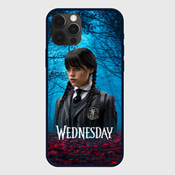 Чехол для iPhone 12 Pro Wednesday таинственный лес, цвет: 3D-черный