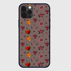 Чехол для iPhone 12 Pro Паттерн с татуировками в стиле олдскул, цвет: 3D-черный