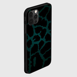 Чехол для iPhone 12 Pro Чёрно-тёмно-зелёный пятнистый паттерн, цвет: 3D-черный — фото 2
