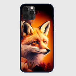 Чехол для iPhone 12 Pro Огненно рыжая лиса в цветах, цвет: 3D-черный