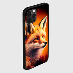 Чехол для iPhone 12 Pro Огненно рыжая лиса в цветах, цвет: 3D-черный — фото 2