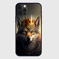 Чехол для iPhone 12 Pro Волк в золотой короне, цвет: 3D-черный