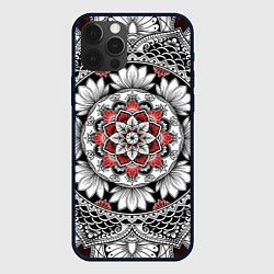 Чехол для iPhone 12 Pro Мандала: цветочный узор, цвет: 3D-черный