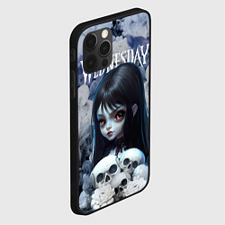 Чехол для iPhone 12 Pro Уэнсдей Адамс в цветах - мрачный арт, цвет: 3D-черный — фото 2