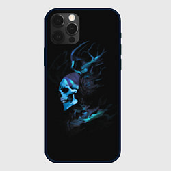 Чехол для iPhone 12 Pro Blue skeleton with horns, цвет: 3D-черный