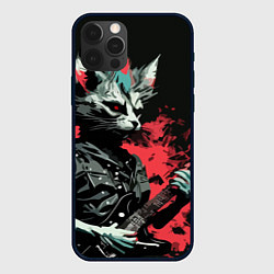 Чехол для iPhone 12 Pro Rocker Cat on a black background - C-Cats collecti, цвет: 3D-черный