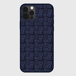 Чехол для iPhone 12 Pro Паттерн из синих линий, цвет: 3D-черный