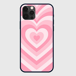 Чехол для iPhone 12 Pro Hearts pink, цвет: 3D-черный